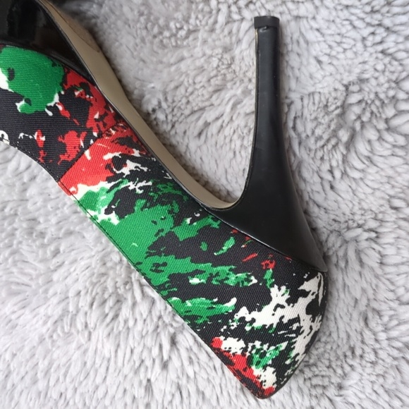 Marc Fisher Open Toe Platform Heels, Red Black Green Yellow White, Size 9.5 M - Picture 14 of 15